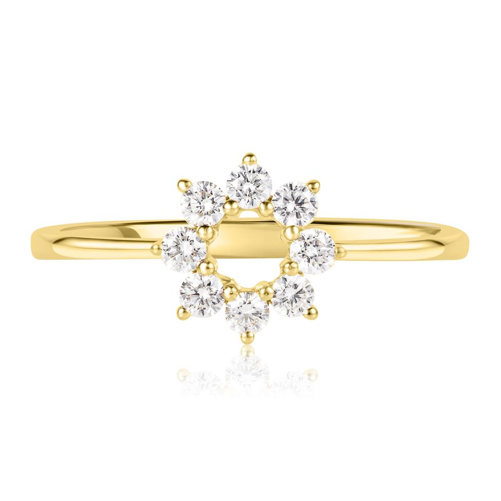 18ct Yellow Gold Diamond Flower Circle Ring Thumbnail Image 2