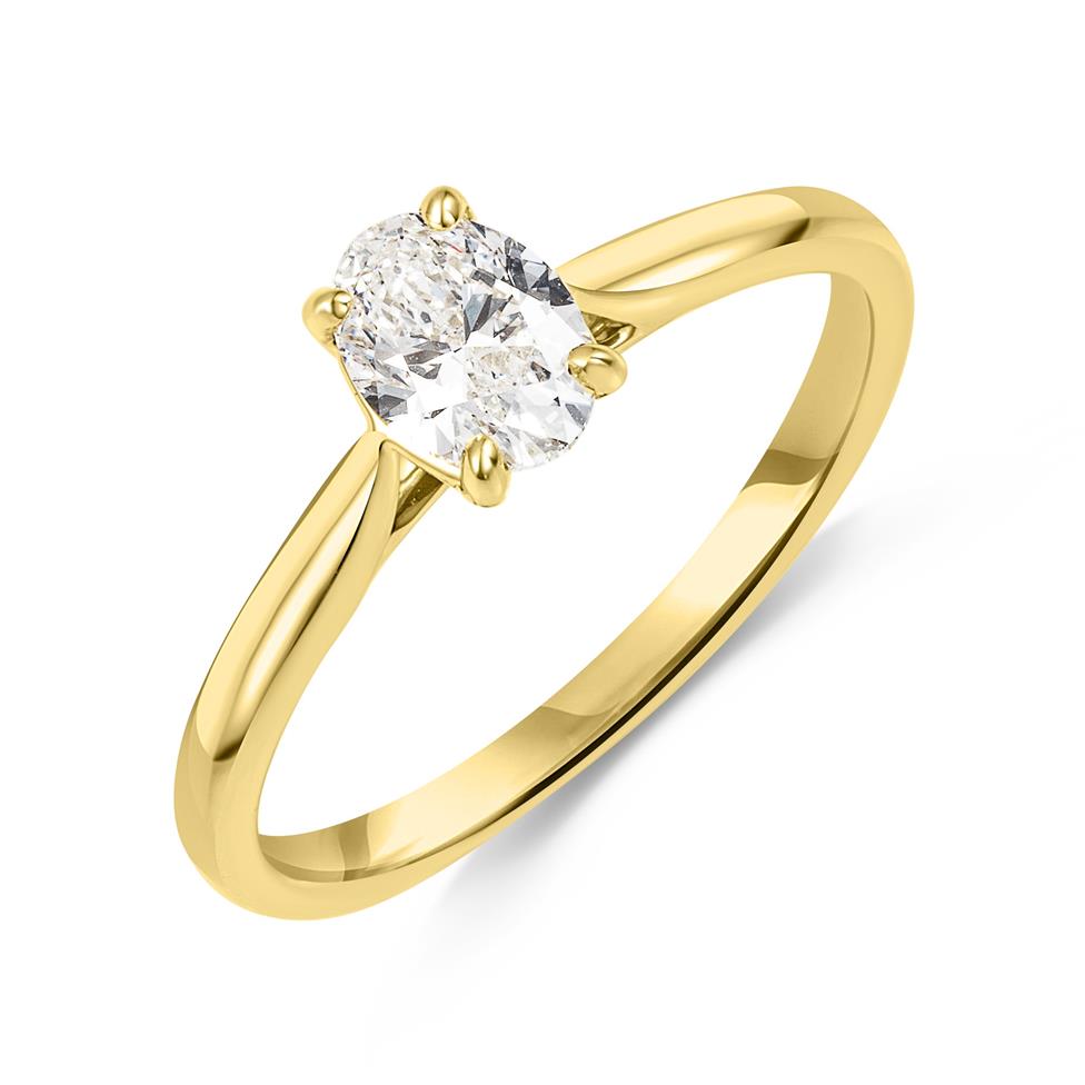 18ct Yellow Gold Oval Diamond Solitaire Engagement Ring 0.70ct  Thumbnail Image 0