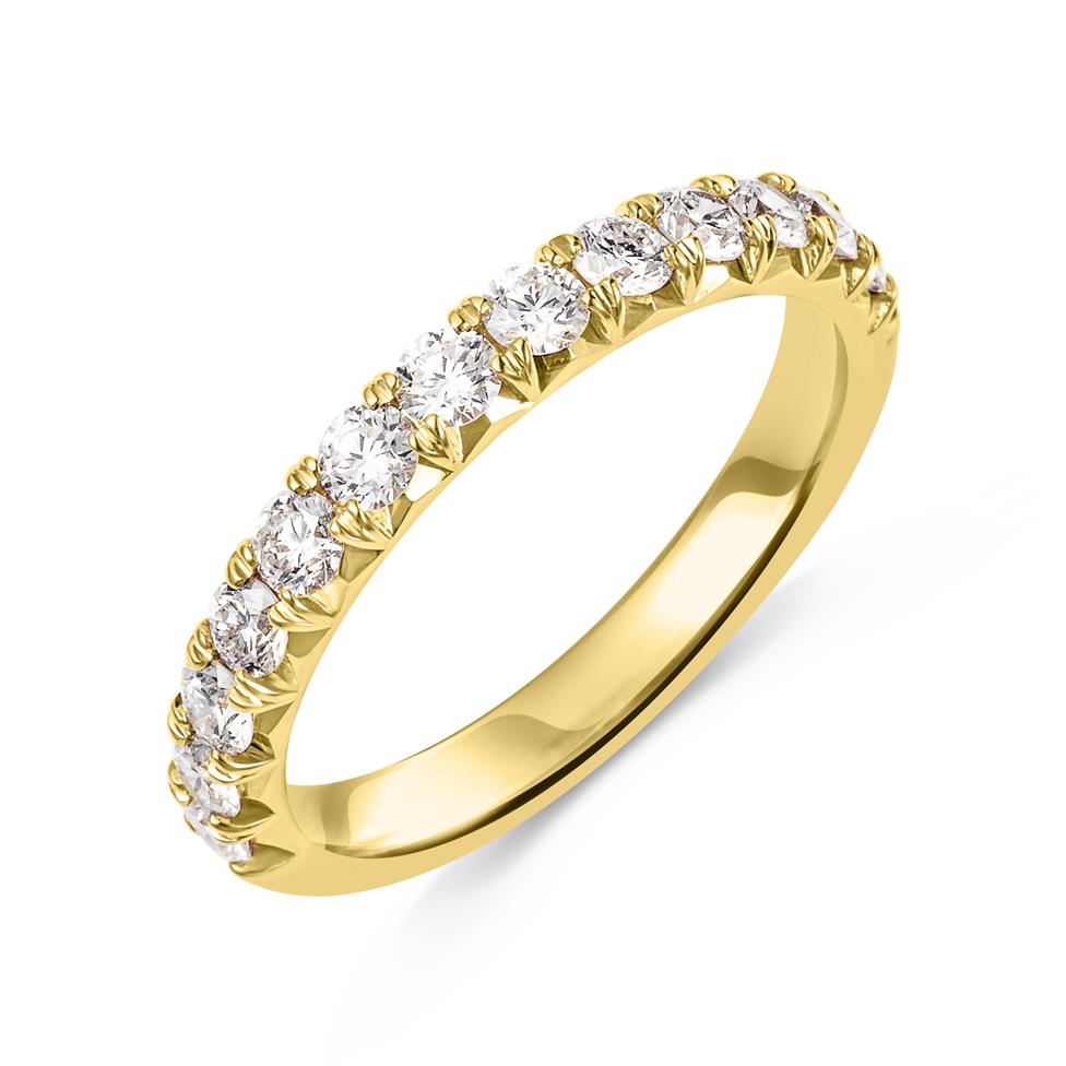 18ct Yellow Gold French Pave Set Diamond Half Eternity Ring 0.75ct  Thumbnail Image 0