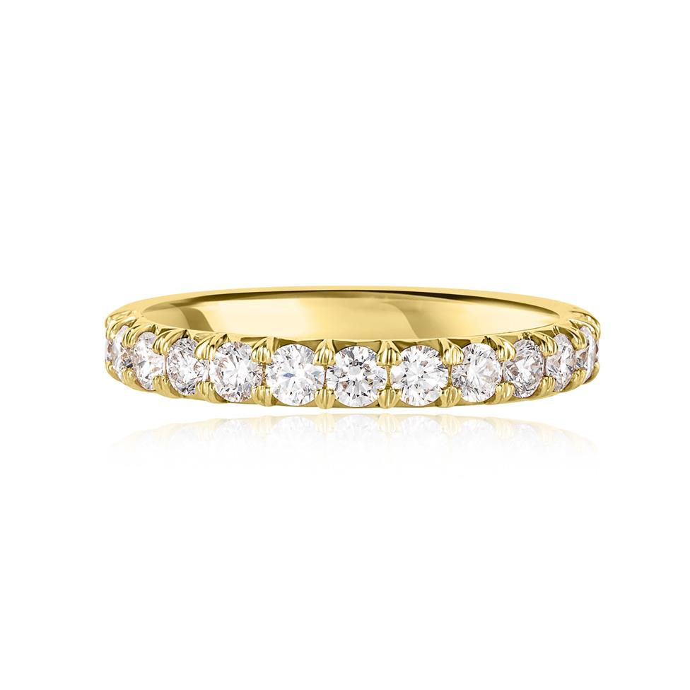 18ct Yellow Gold French Pave Set Diamond Half Eternity Ring 0.75ct  Thumbnail Image 1