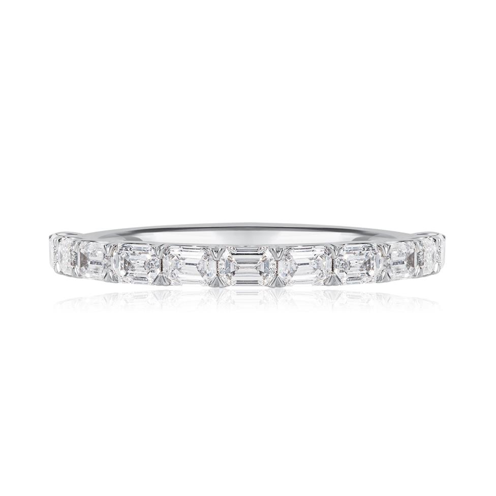 Platinum Emerald Cut Diamond Half Eternity Ring Thumbnail Image 1