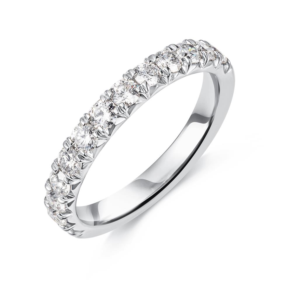 Platinum French Pave Set Diamond Half Eternity Ring 0.75ct  Thumbnail Image 0