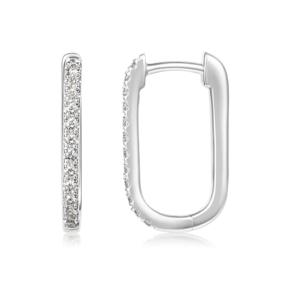 18ct White Gold Oblong Diamond Hoop Earrings 0.23ct Thumbnail Image 0