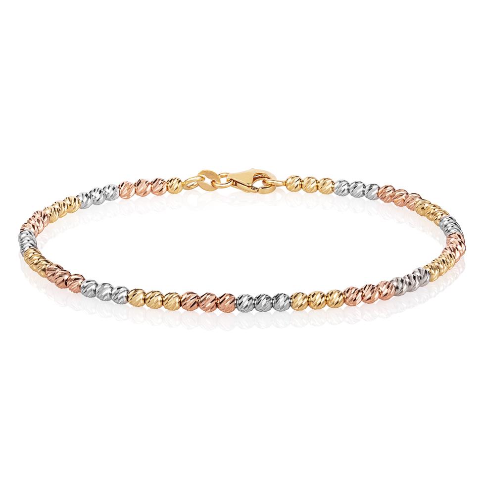 18ct Three Colour Gold Faceted Bead Detail Bracelet  Thumbnail Image 0