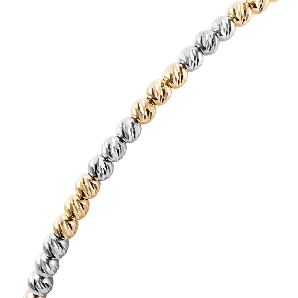 18ct Two Colour Gold Faceted Bead Detail Bracelet  Thumbnail Image 1
