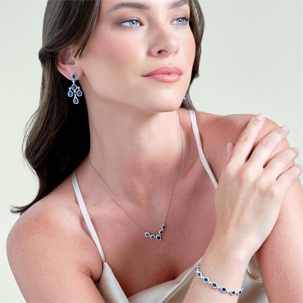 18ct White Gold Pear Sapphire and Diamond Bracelet Thumbnail Image 3