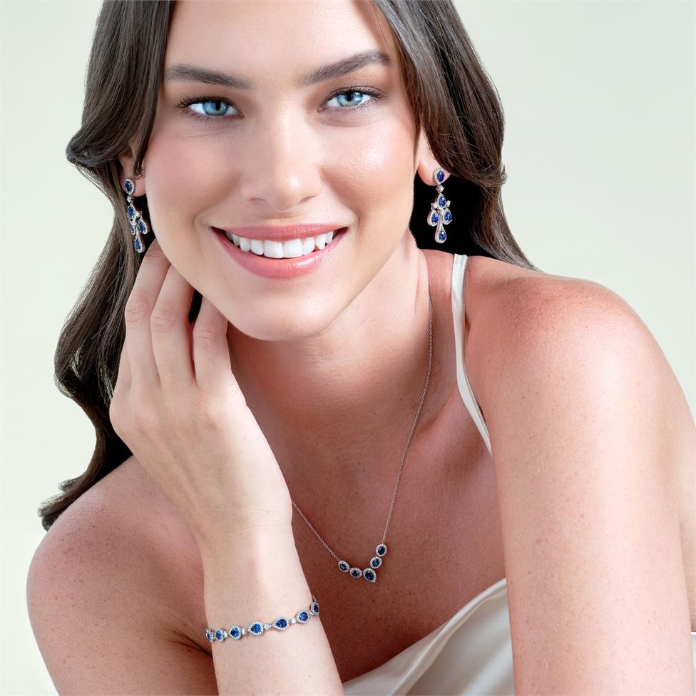 18ct White Gold Pear Sapphire and Diamond Bracelet Thumbnail Image 1