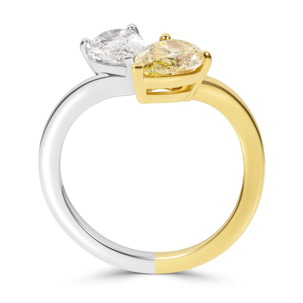 18ct Gold Toi et Moi Yellow and White Diamond Ring Thumbnail Image 2