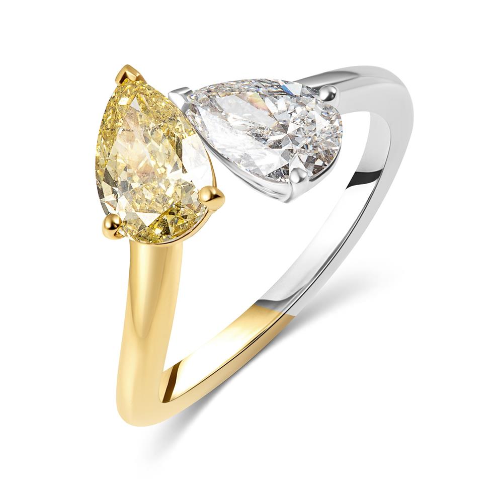 18ct Gold Toi et Moi Yellow and White Diamond Ring Thumbnail Image 0