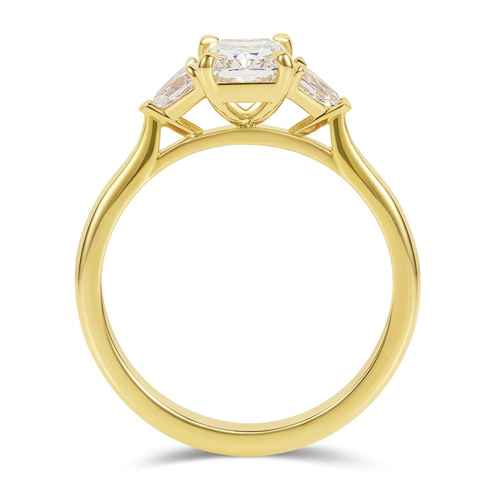 18ct Yellow Gold Radiant and Pear Diamond Three Stone Engagement Ring 1.28ct Thumbnail Image 2