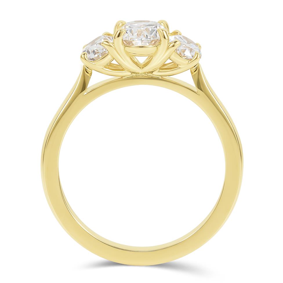 18ct Yellow Gold Oval Diamond Three Stone Ring 1.77ct Thumbnail Image 2