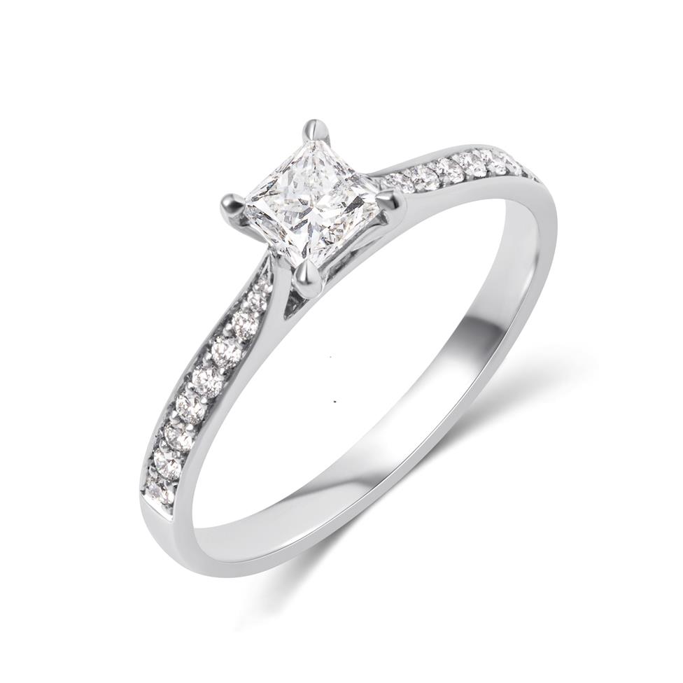 Platinum Princess Cut Diamond Solitaire Engagement Ring 0.56ct Thumbnail Image 0