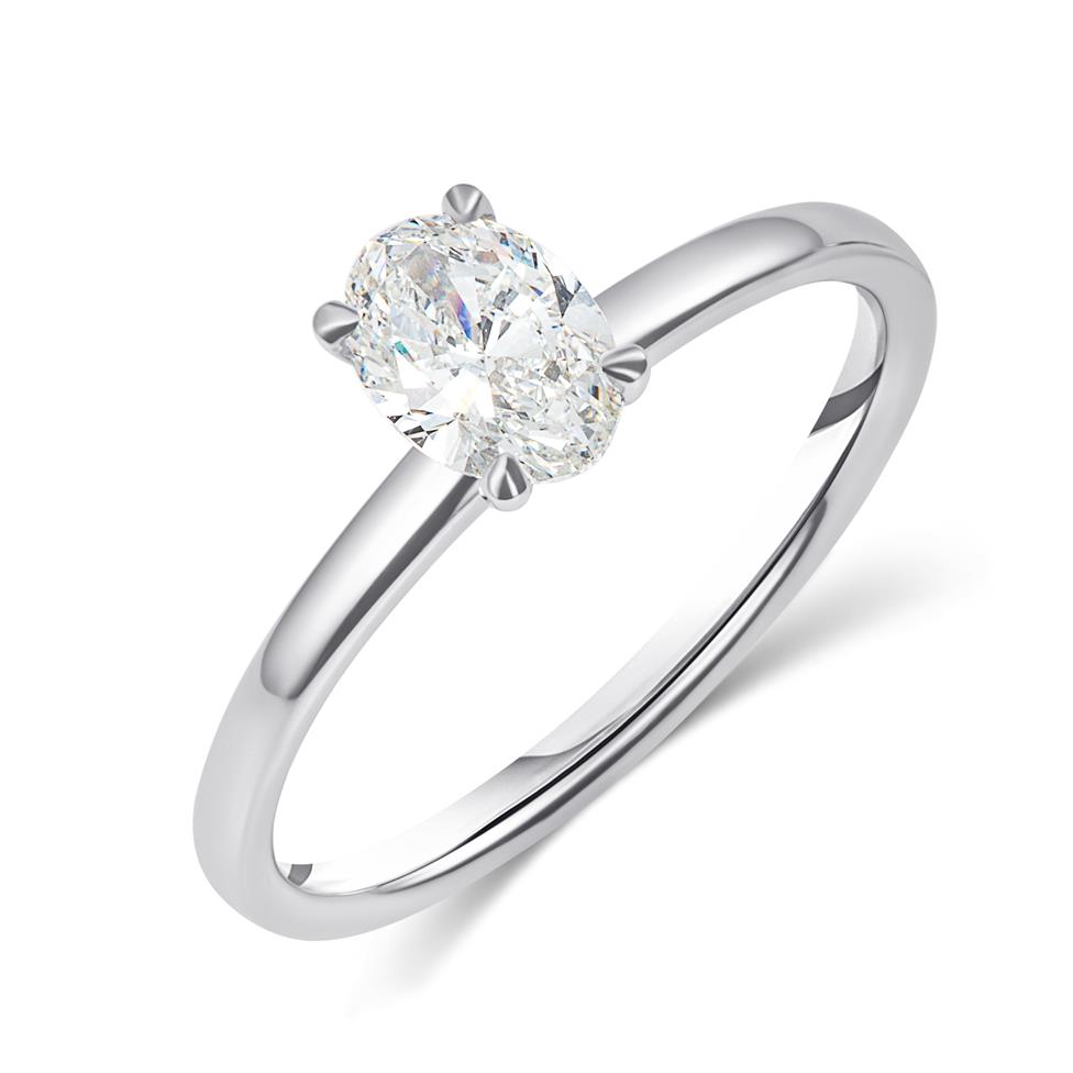 Platinum Oval Cut Diamond Solitaire Engagement Ring 0.70ct Thumbnail Image 0
