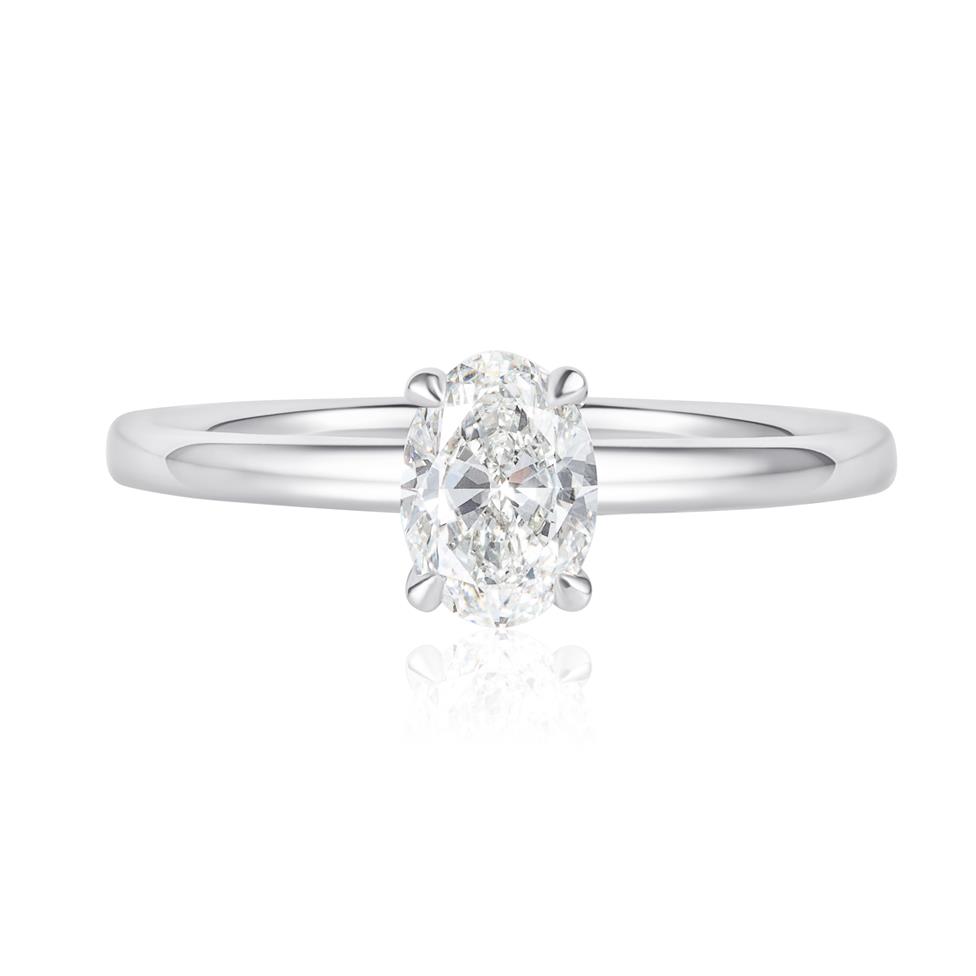 Platinum Oval Cut Diamond Solitaire Engagement Ring 0.70ct Thumbnail Image 1