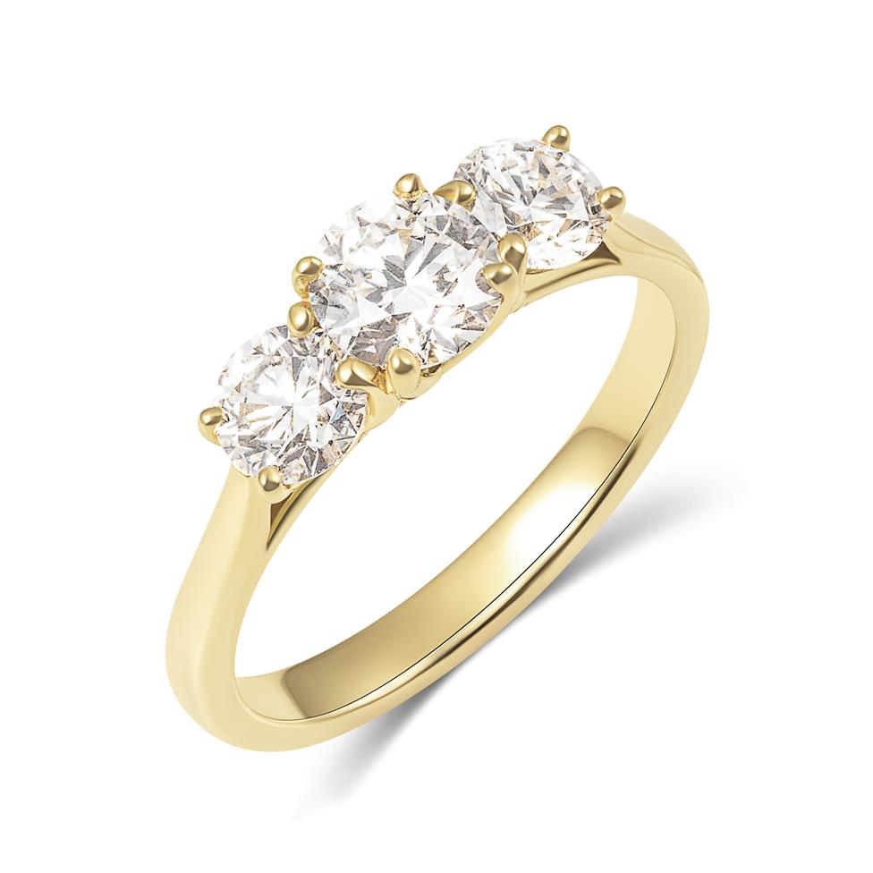 18ct Yellow Gold Diamond Three Stone Engagement Ring 1.50ct Thumbnail Image 0