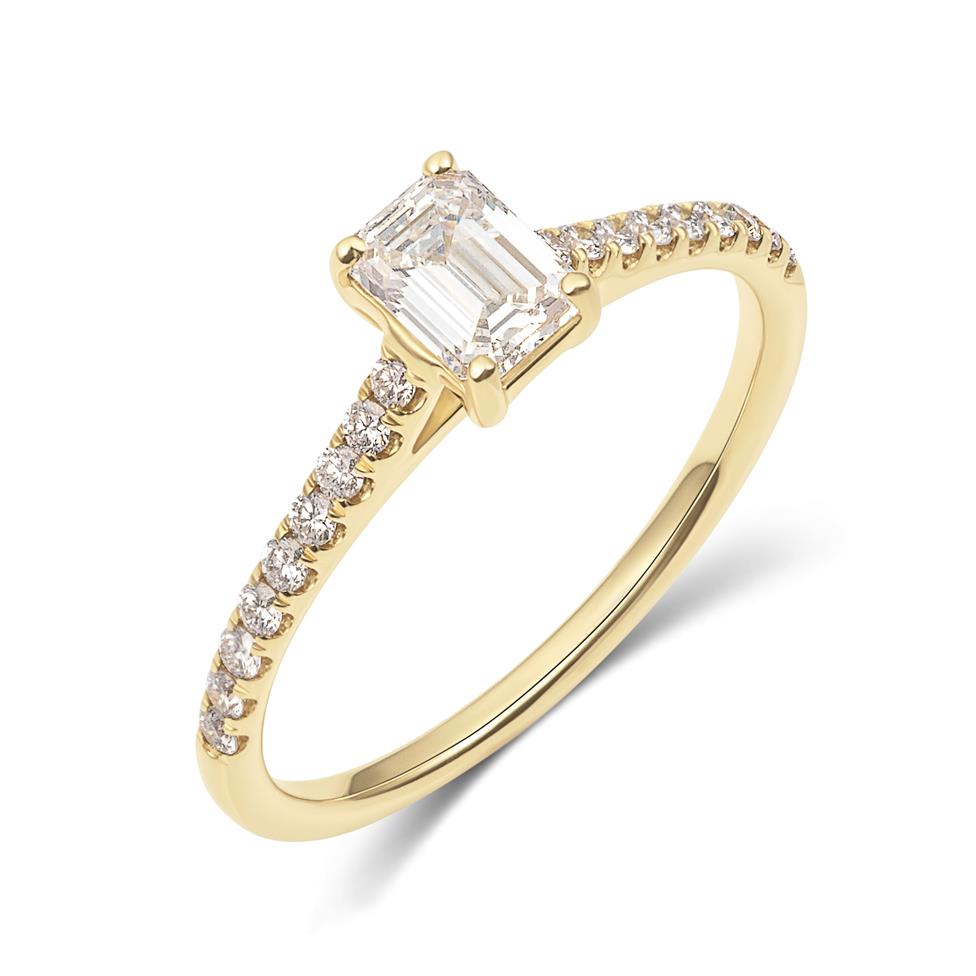 18ct Yellow Gold Emerald Cut Diamond Solitaire Engagement Ring 0.50ct Thumbnail Image 0