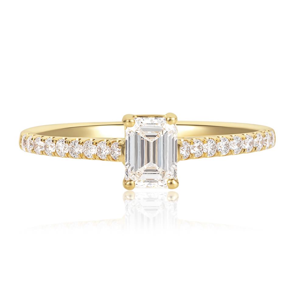 18ct Yellow Gold Emerald Cut Diamond Solitaire Engagement Ring 0.50ct Thumbnail Image 1