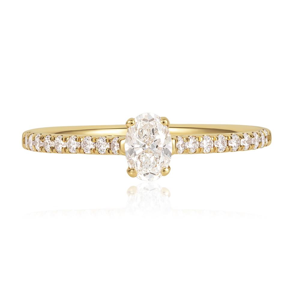 18ct Yellow Gold Oval Cut Diamond Solitaire Engagement Ring 0.33ct Thumbnail Image 1