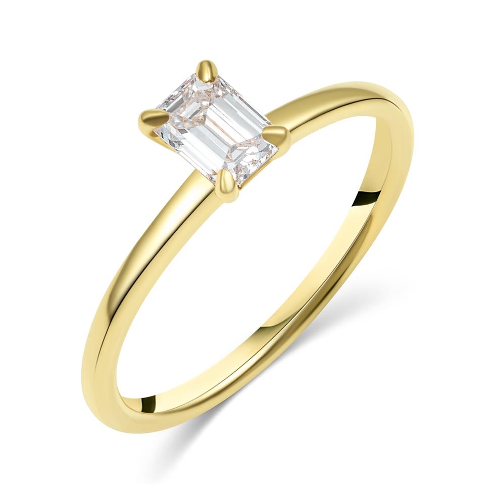 18ct Yellow Gold Emerald Cut Diamond Solitaire Engagement Ring 0.50ct Thumbnail Image 0