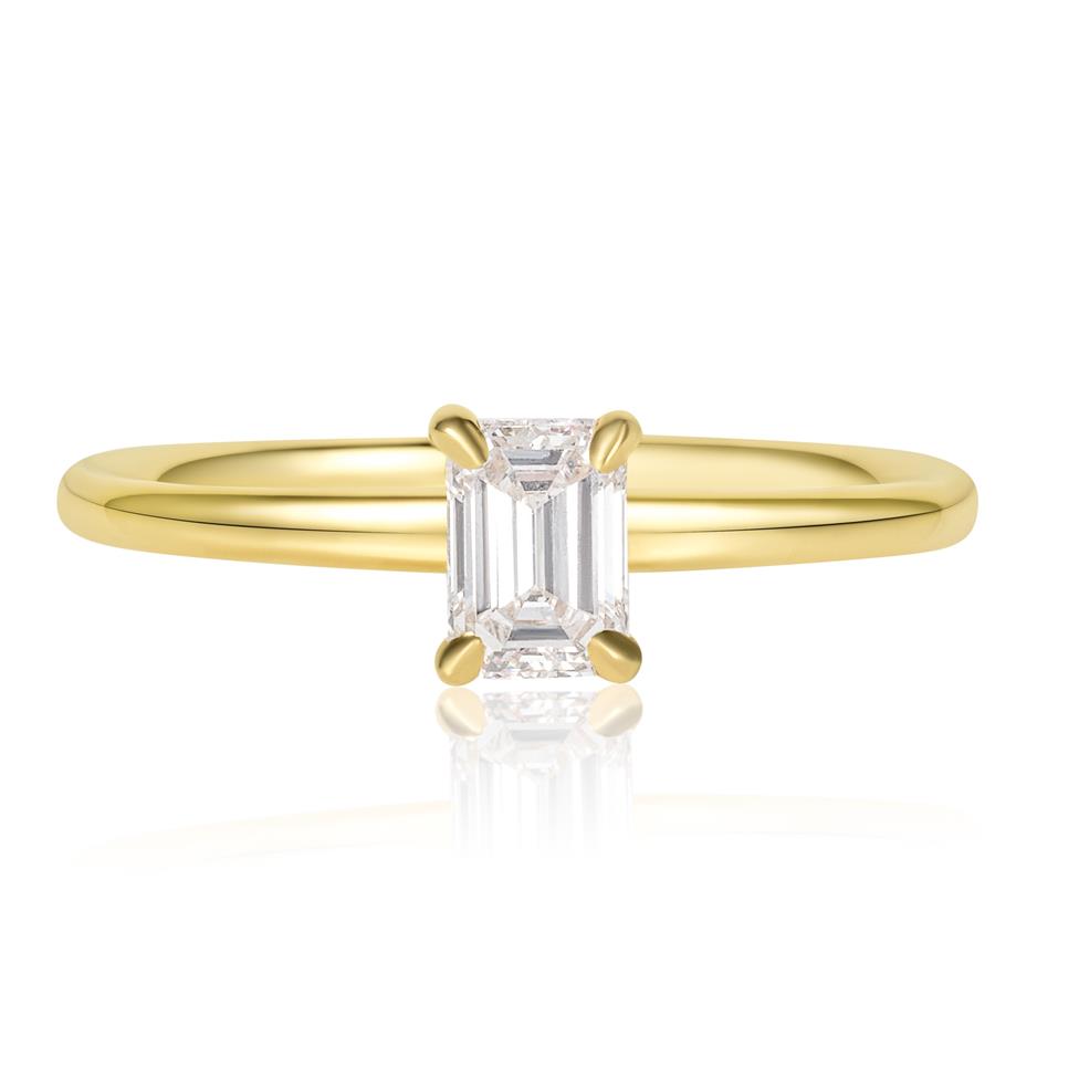 18ct Yellow Gold Emerald Cut Diamond Solitaire Engagement Ring 0.50ct Thumbnail Image 1