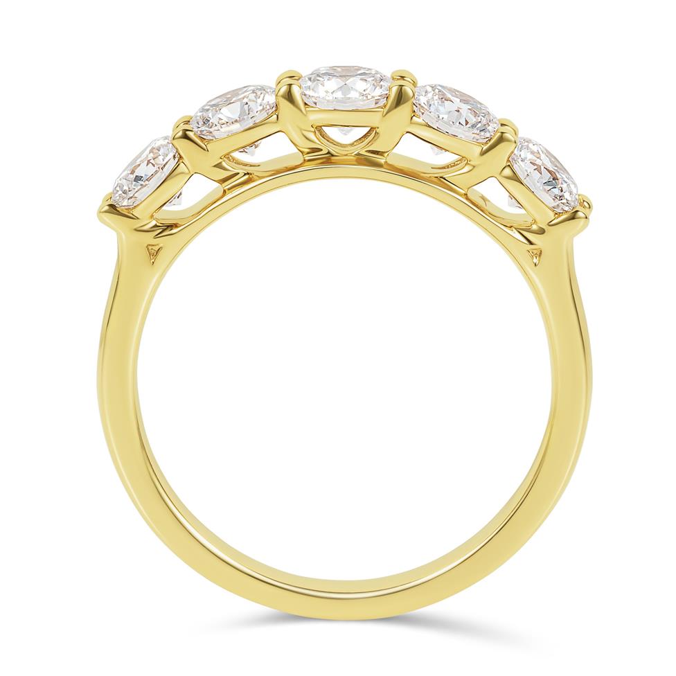 18ct Yellow Gold Diamond Five Stone Half Eternity Ring 1.50ct  Thumbnail Image 3