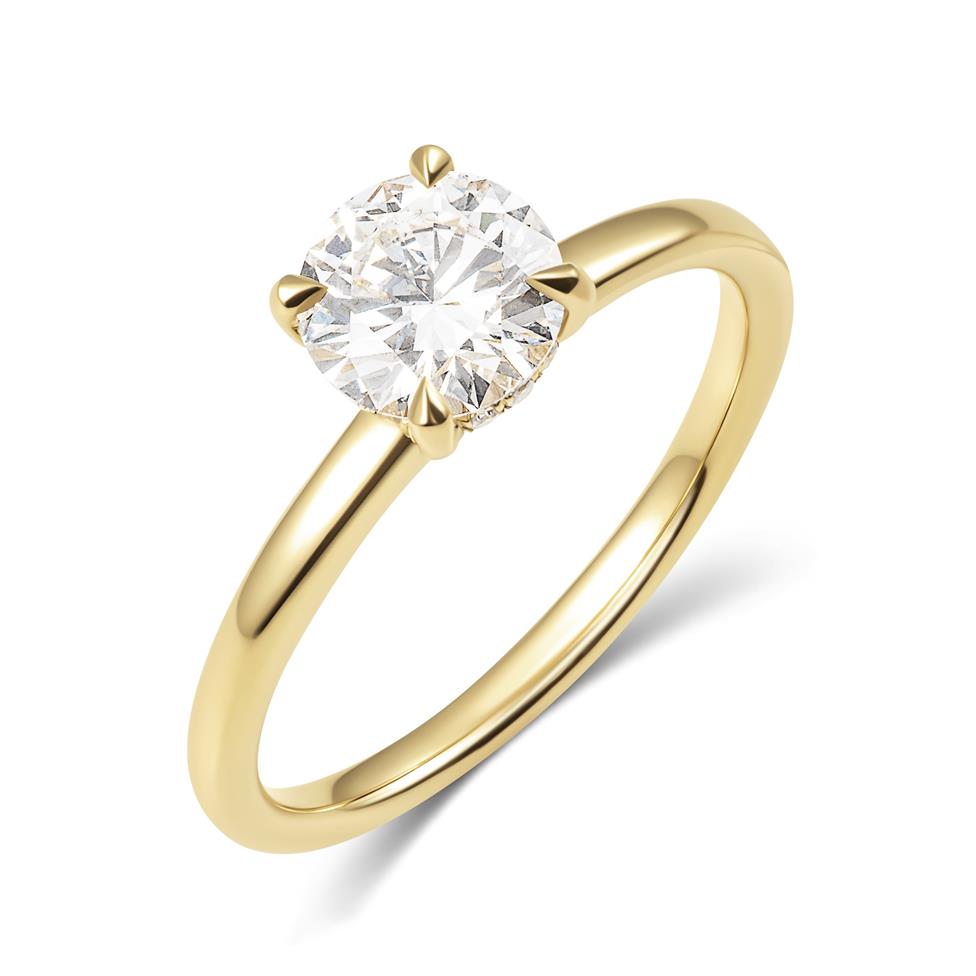 18ct Yellow Gold Hidden Halo Diamond Solitaire Engagement Ring 1.10ct Thumbnail Image 0