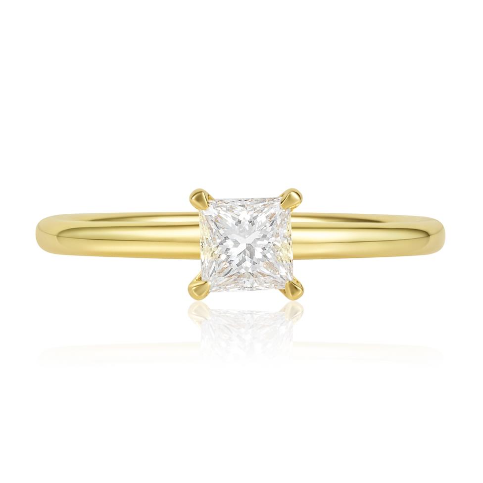18ct Yellow Gold Princess Cut Diamond Solitaire Engagement Ring 0.50ct  Thumbnail Image 1