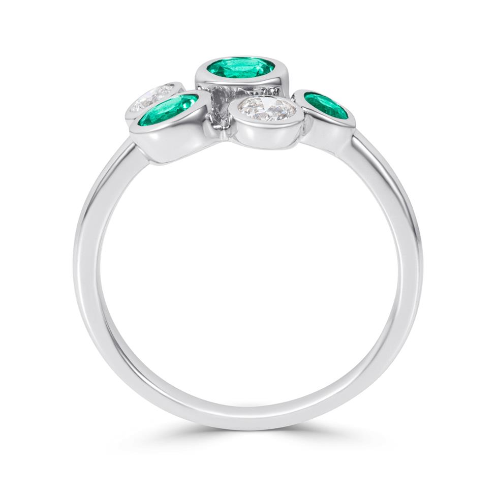 Alchemy 18ct White Gold Emerald and Diamond Dress Ring Thumbnail Image 2
