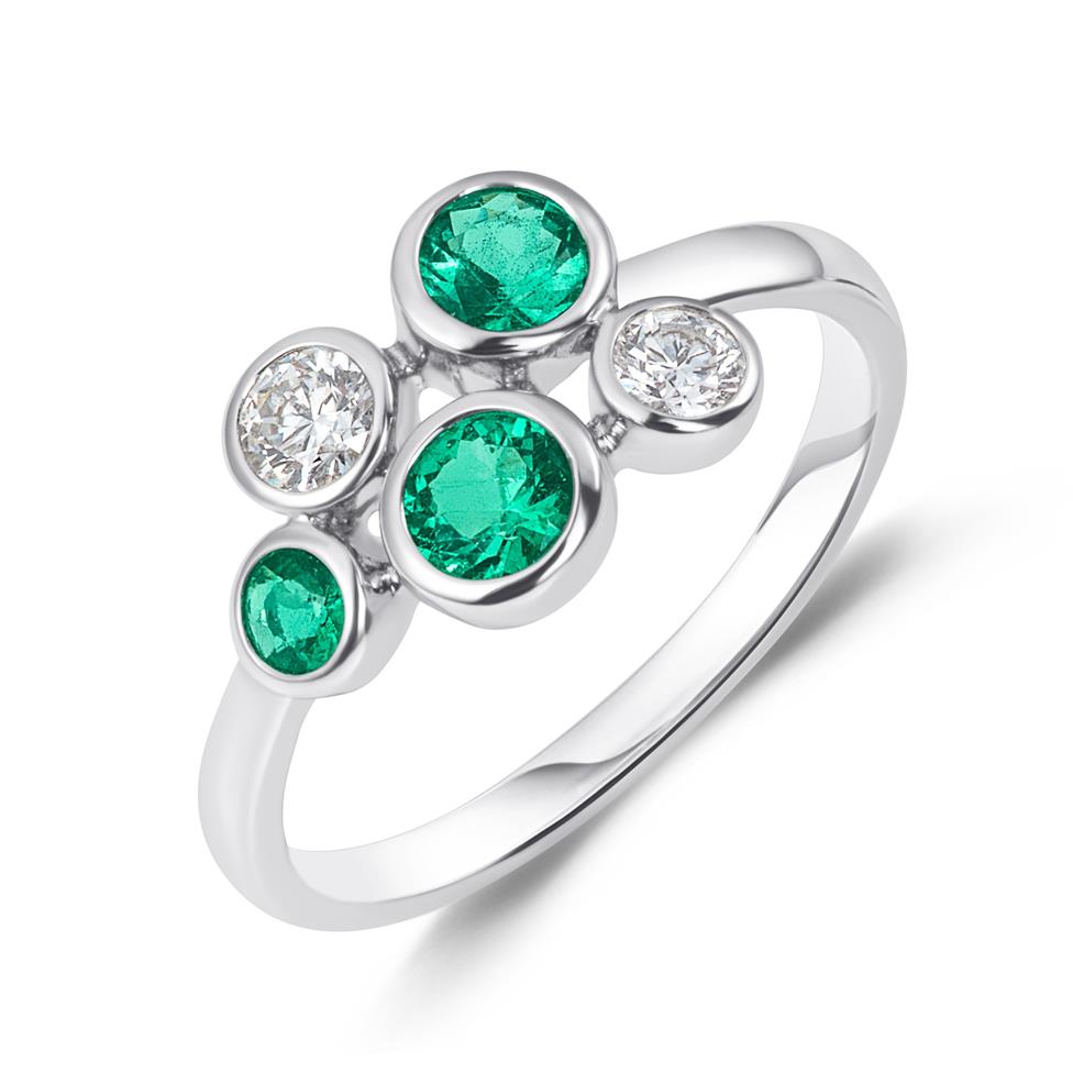 Alchemy 18ct White Gold Emerald and Diamond Dress Ring Thumbnail Image 0