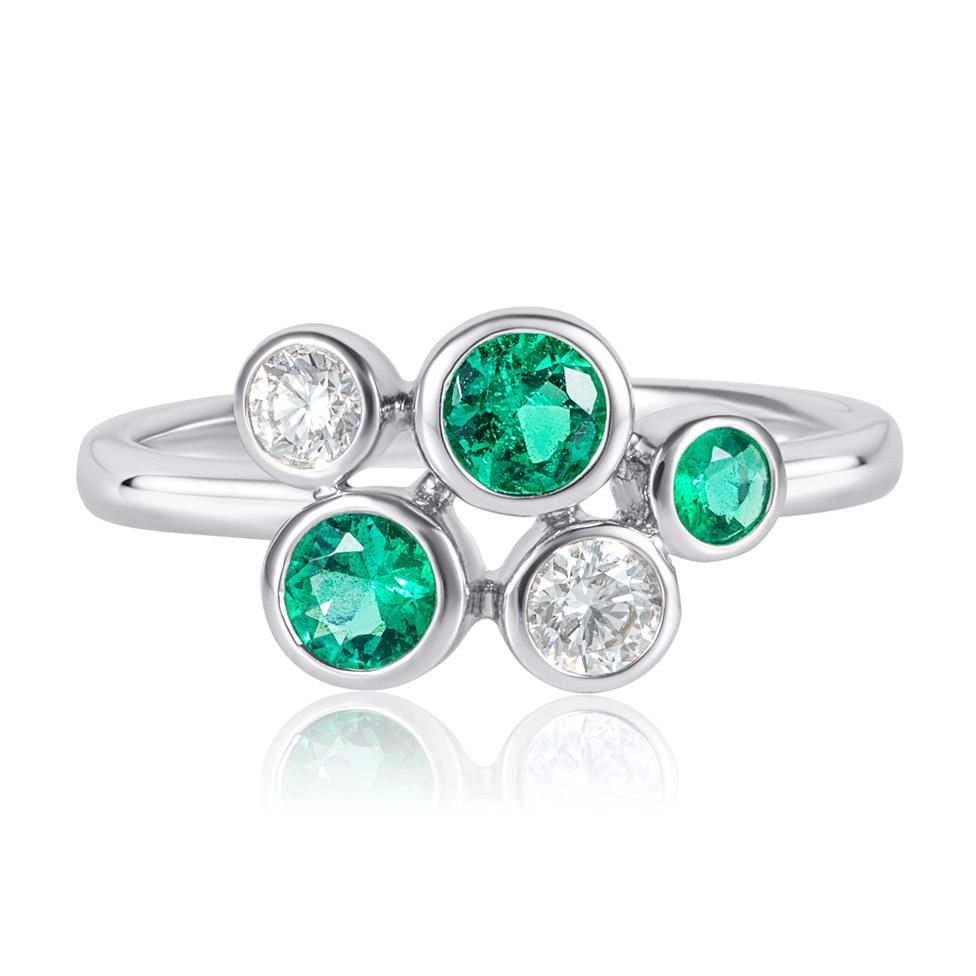 Alchemy 18ct White Gold Emerald and Diamond Dress Ring Thumbnail Image 1