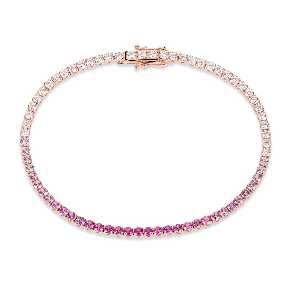 18ct Rose Gold Ombre Pink Sapphire and Diamond Bonbon Bracelet Thumbnail Image 0