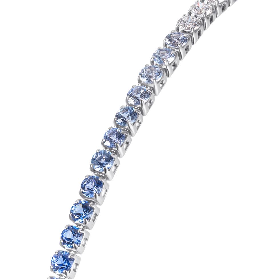 18ct White Gold Ombre Blue Sapphire and Diamond Bonbon Bracelet Thumbnail Image 1