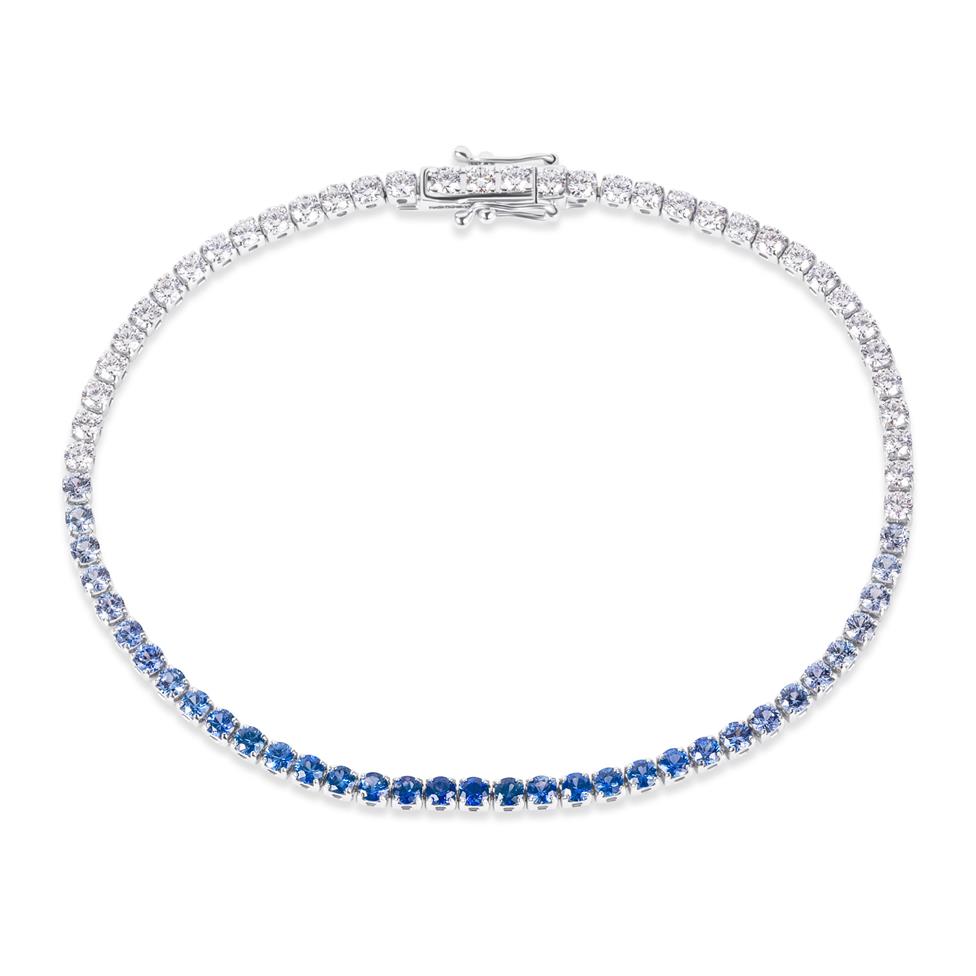 18ct White Gold Ombre Blue Sapphire and Diamond Bonbon Bracelet Thumbnail Image 0