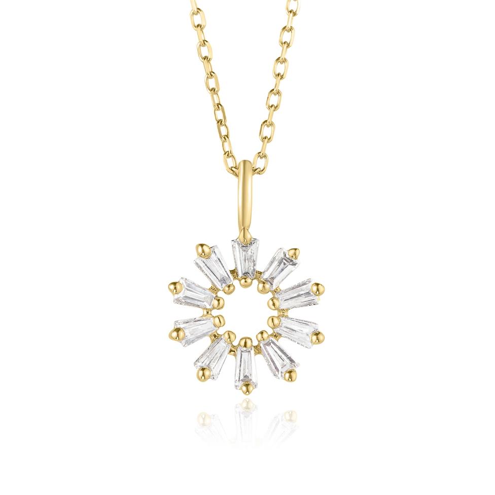 18ct Yellow Gold Baguette Diamond Necklace 0.16ct Thumbnail Image 0