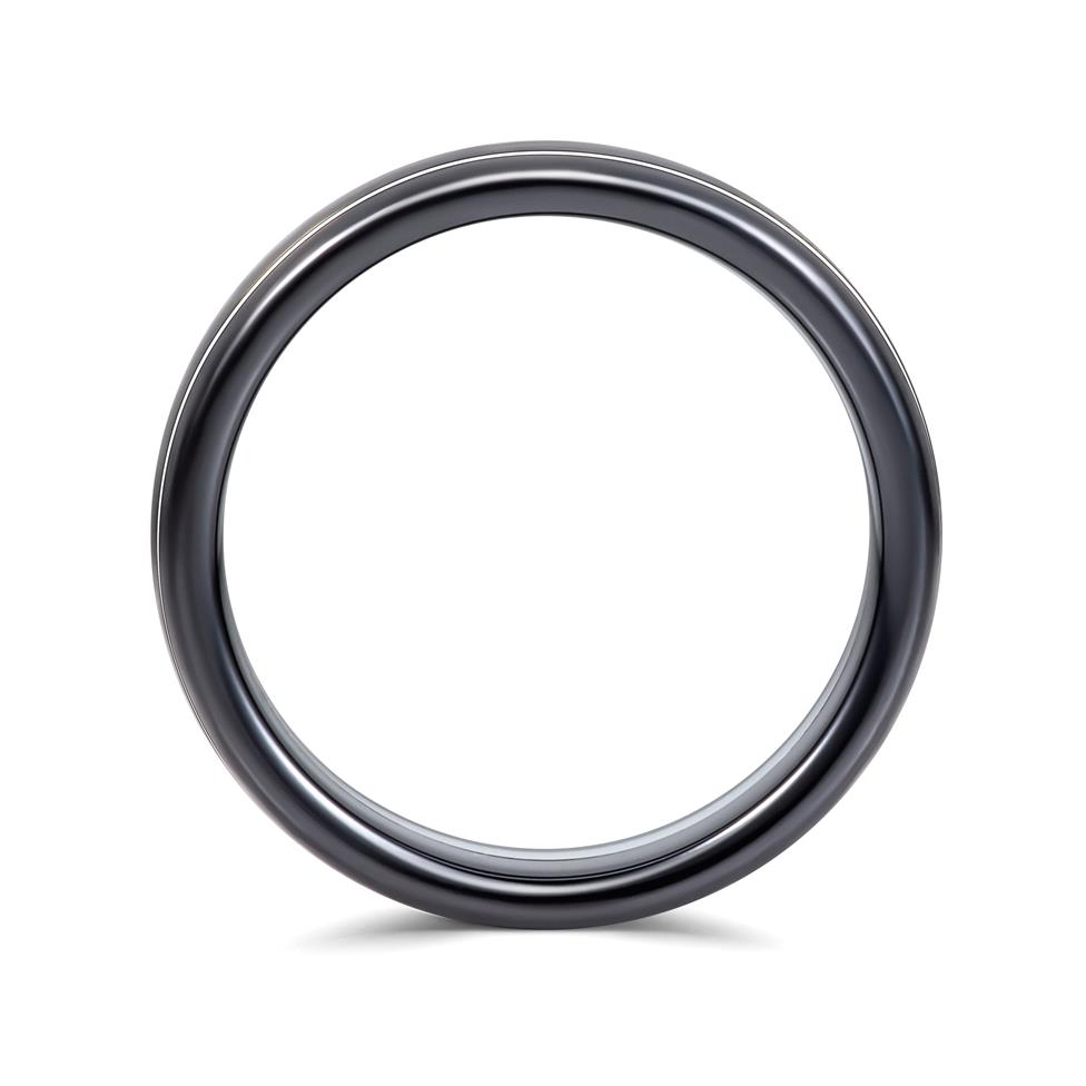 Black Zirconium and Platinum Fine Line Wedding Ring Thumbnail Image 2