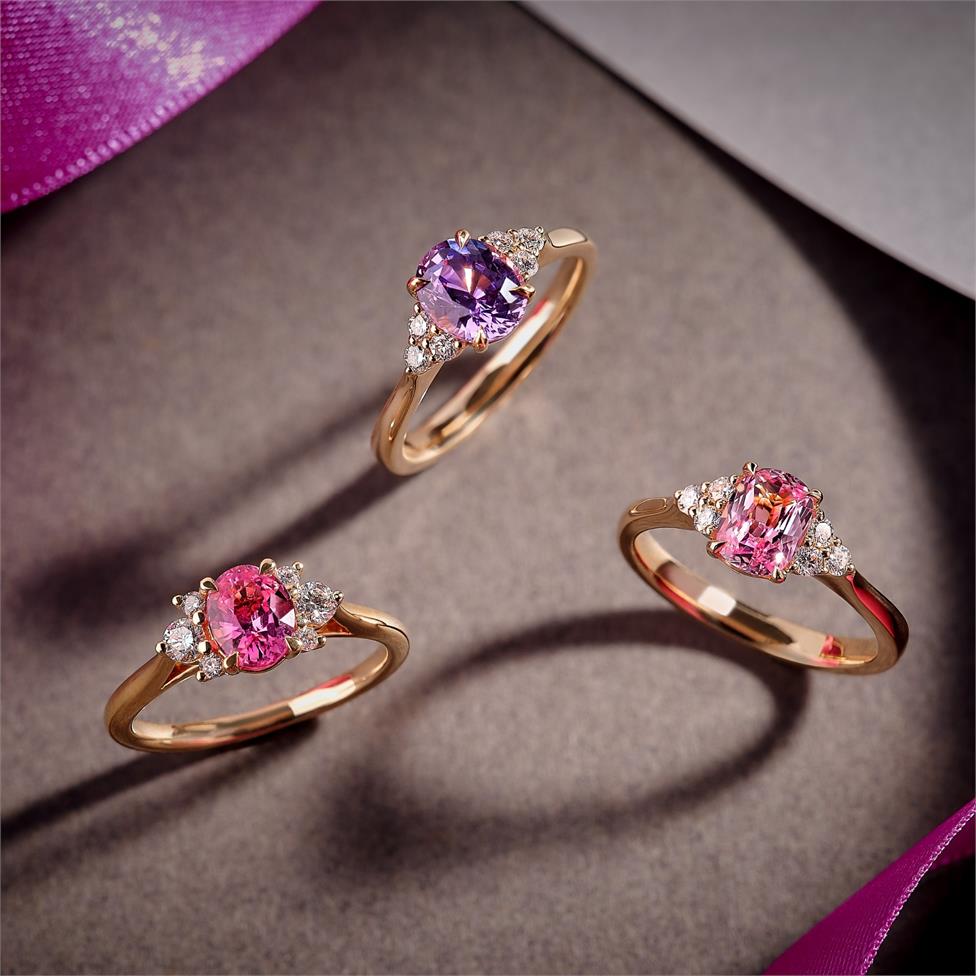 18ct Rose Gold Oval Violet Sapphire and Diamond Ring Thumbnail Image 1
