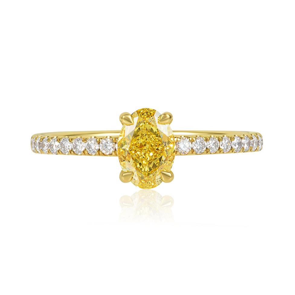 18ct Yellow Gold Fancy Intense Yellow Diamond Engagement Ring 0.90ct Thumbnail Image 1