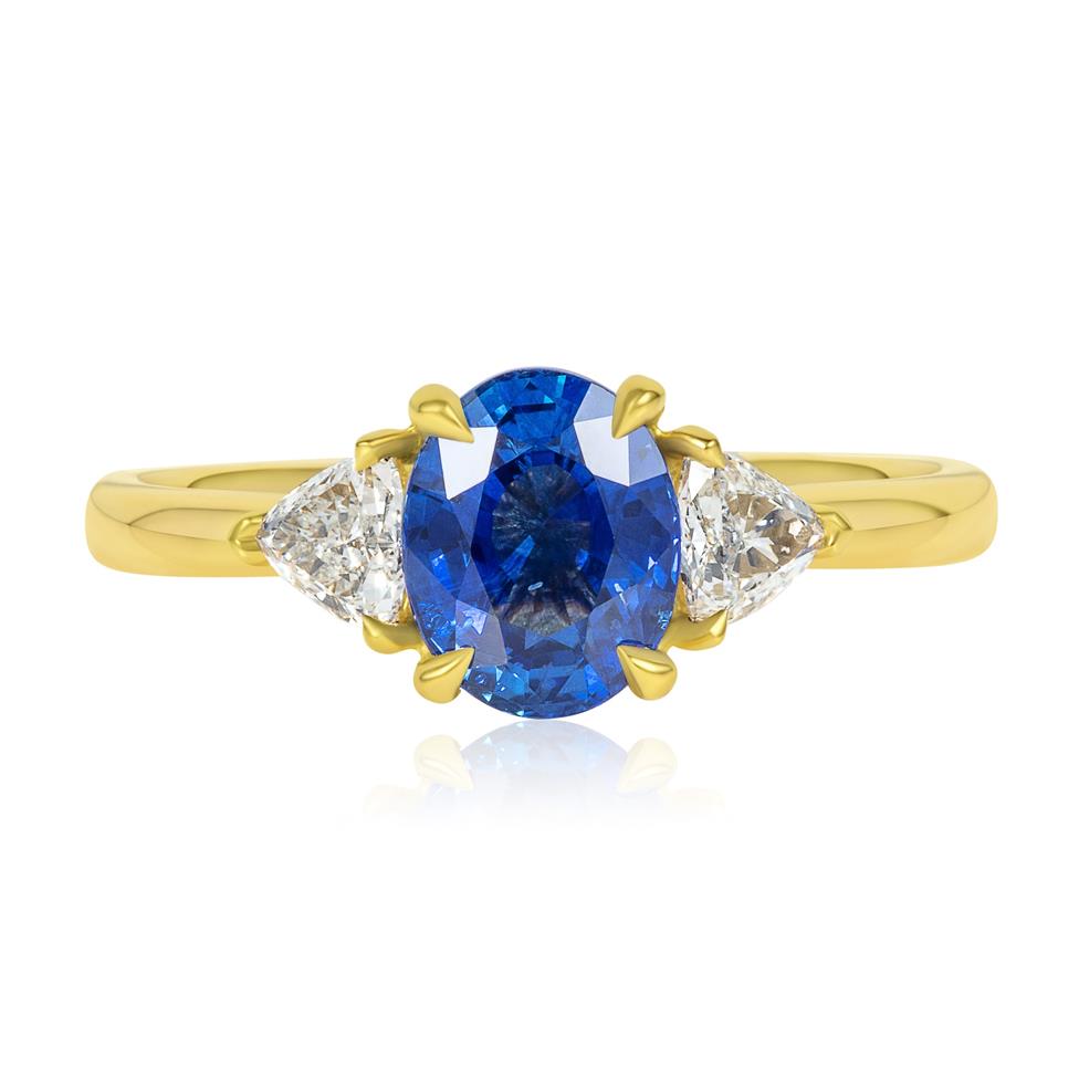 18ct Yellow Gold Sapphire and Diamond Engagement Ring 1.70ct Thumbnail Image 1