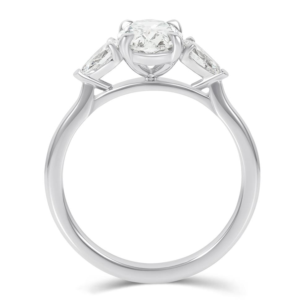 Platinum Three Stone Oval Diamond Engagement Ring 1.40ct Thumbnail Image 2