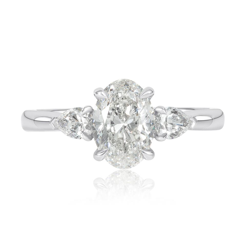 Platinum Three Stone Oval Diamond Engagement Ring 1.40ct Thumbnail Image 1
