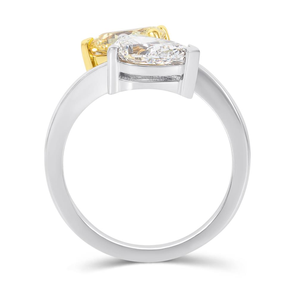 Platinum Toi et Moi White and Yellow Diamond Ring Thumbnail Image 2