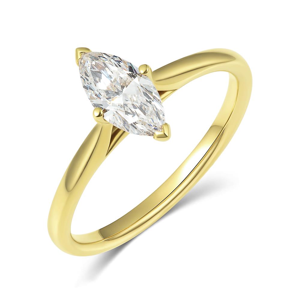 18ct Yellow Gold Marquise Diamond Engagement Ring 0.70ct Thumbnail Image 0