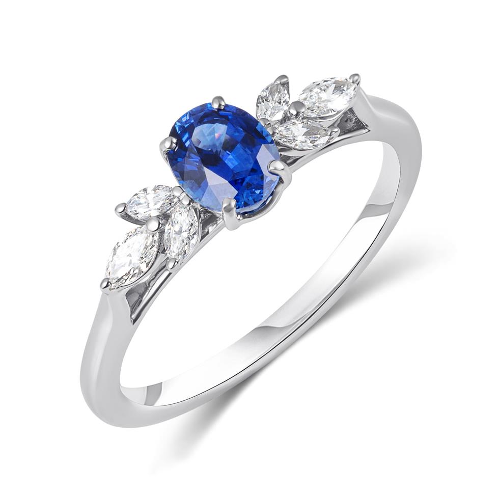 Platinum Sapphire and Diamond Engagement Ring 0.75ct Thumbnail Image 0