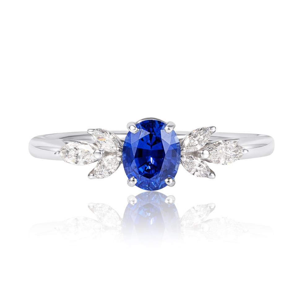 Platinum Sapphire and Diamond Engagement Ring 0.75ct Thumbnail Image 1
