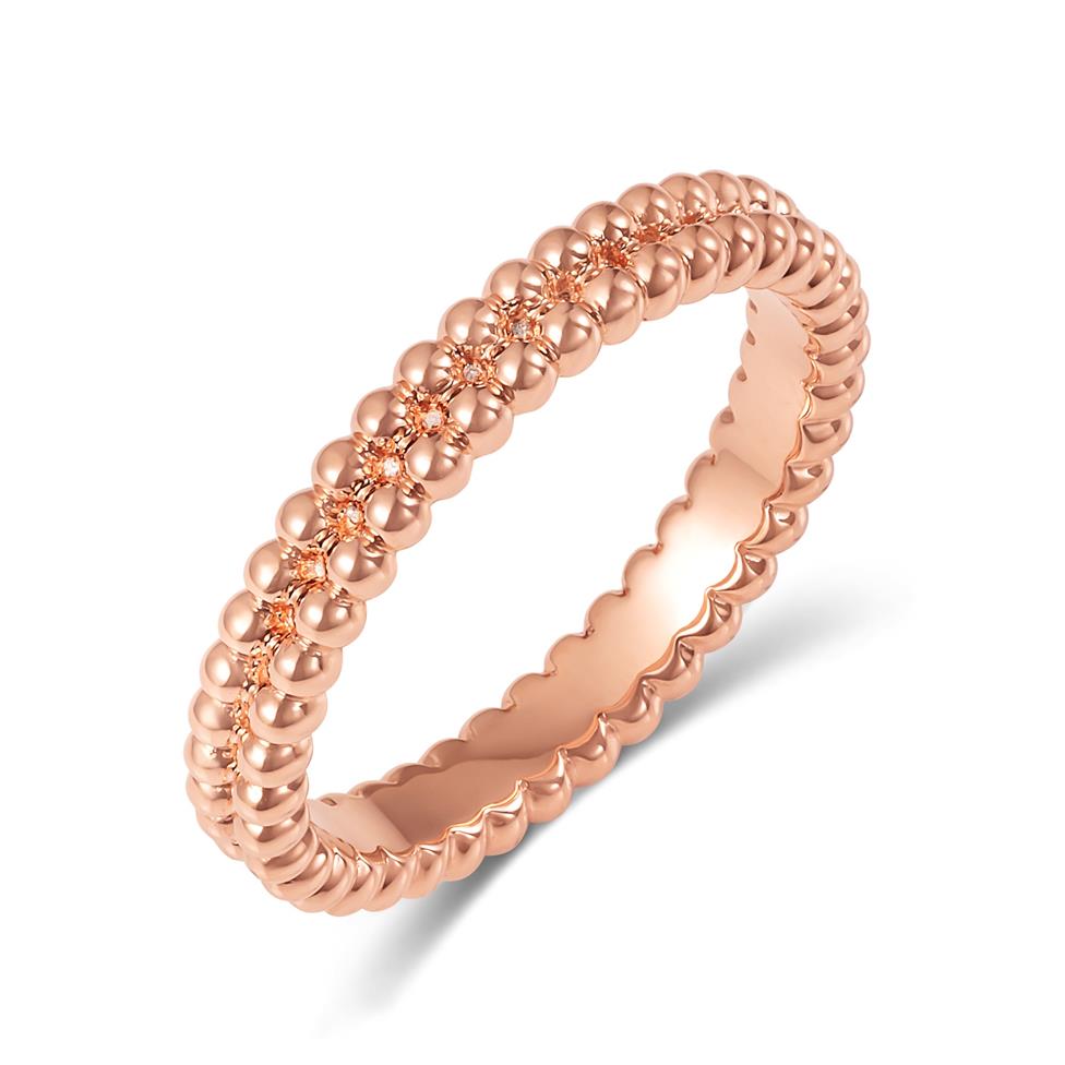 18ct Rose Gold Double Row Beaded Ring Thumbnail Image 0