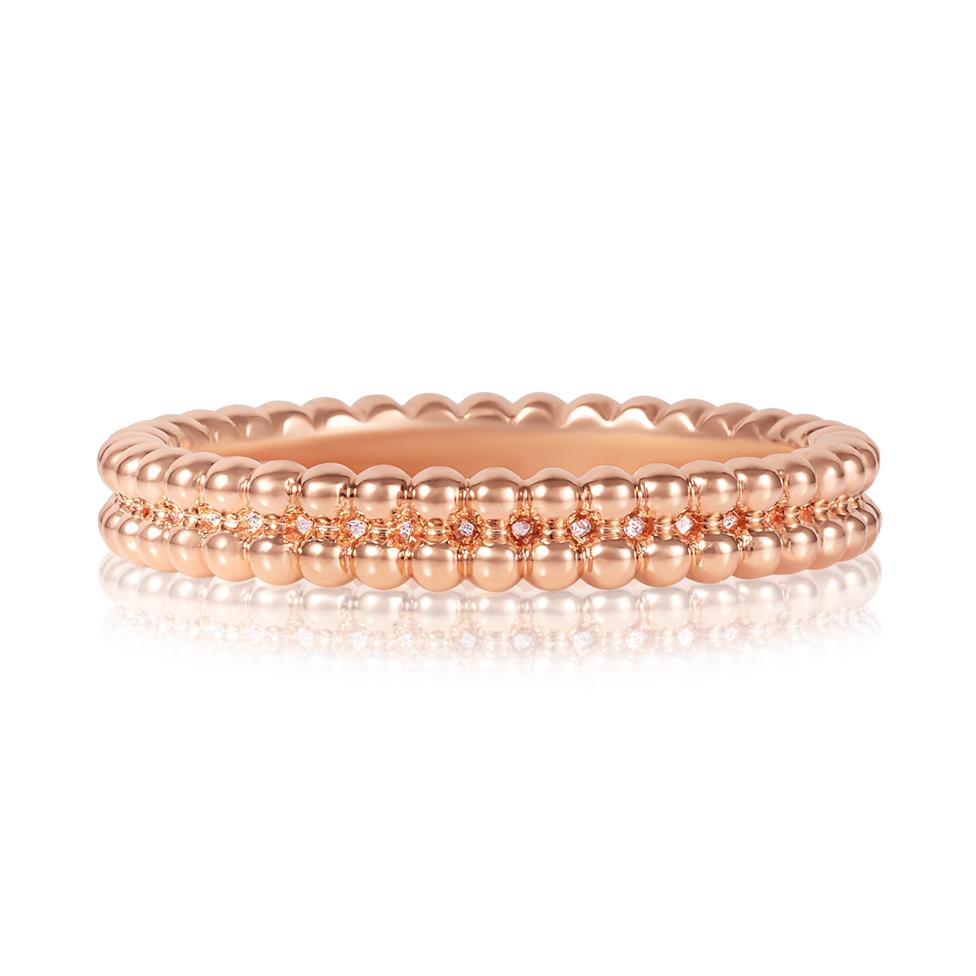 18ct Rose Gold Double Row Beaded Ring Thumbnail Image 1