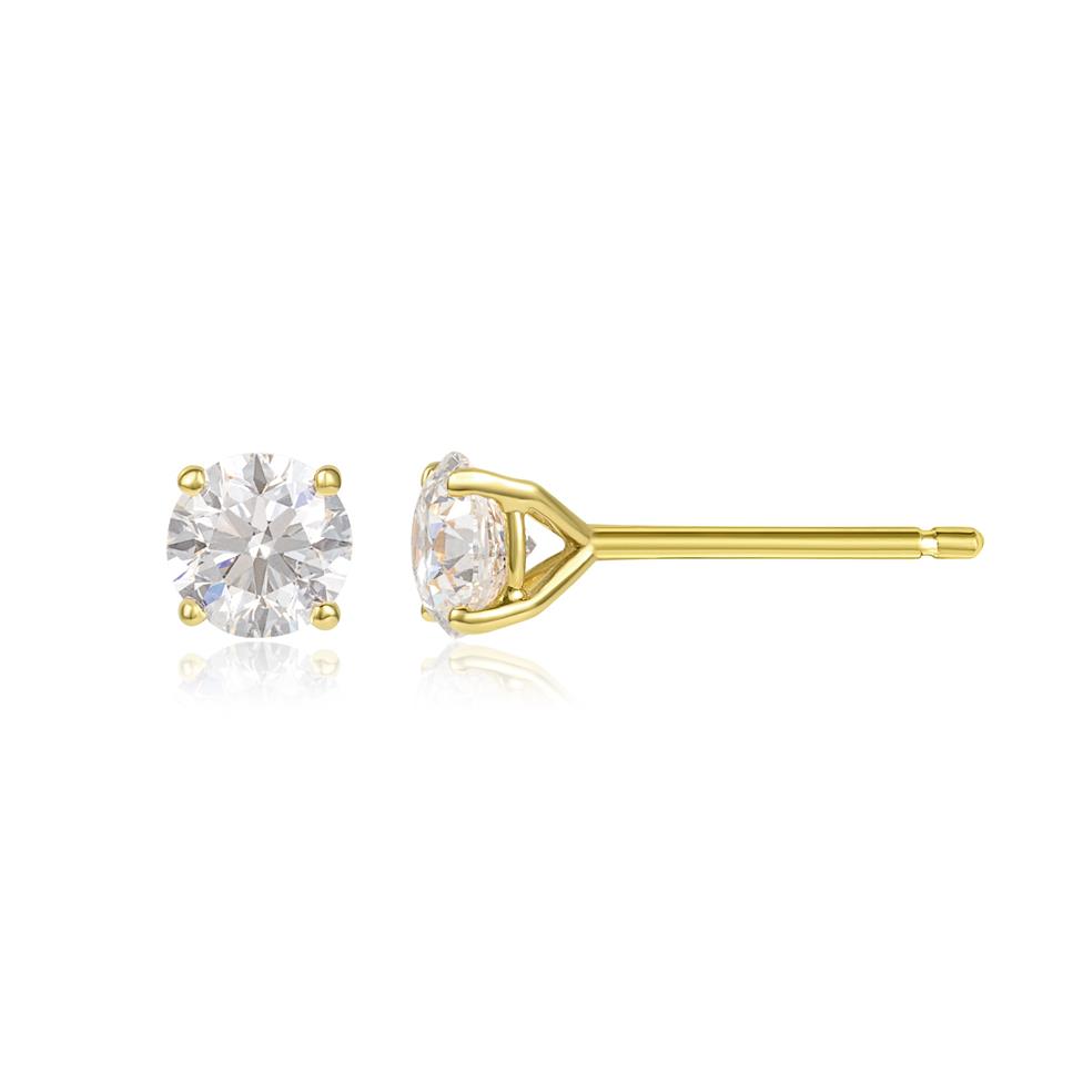18ct Yellow Gold Classic Diamond Solitaire Stud Earrings 1.00ct Thumbnail Image 0