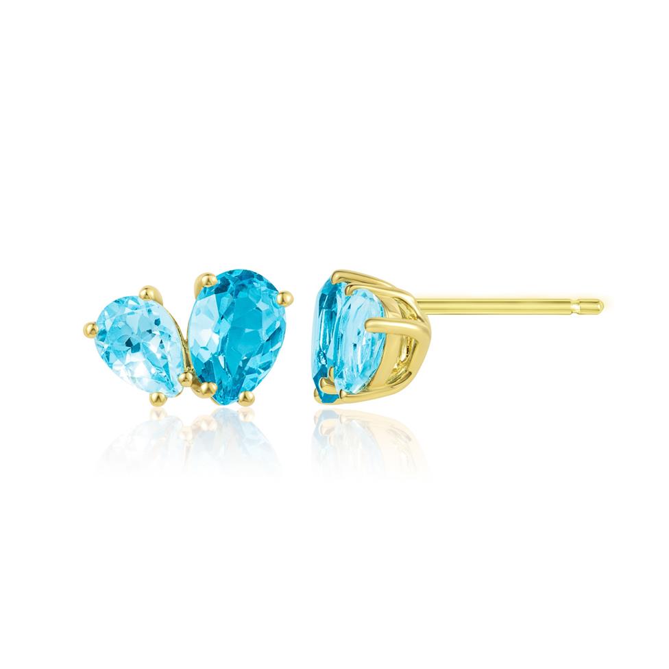 Toi Et Moi 18ct Yellow Gold Blue Topaz Earrings Thumbnail Image 0