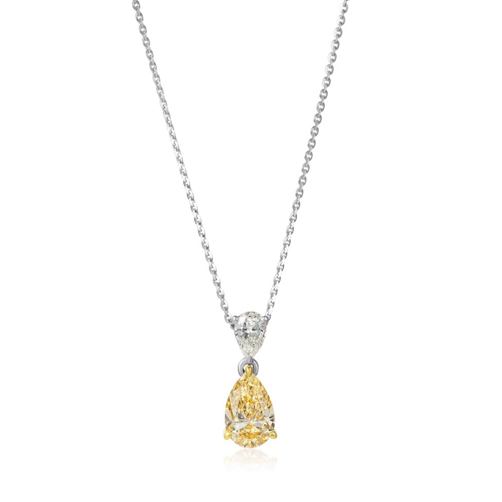 18ct White Gold Champagne Diamond Drop Necklace Thumbnail Image 1