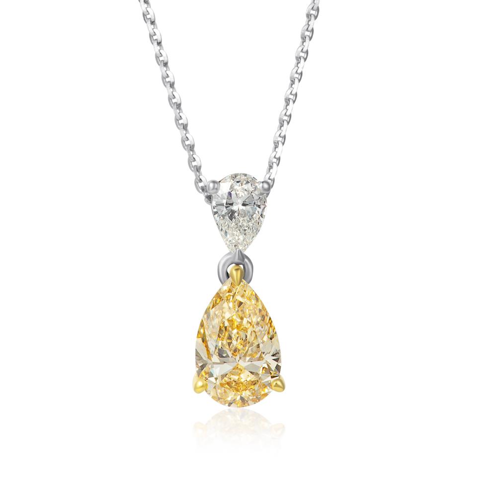 18ct White Gold Champagne Diamond Drop Necklace Thumbnail Image 0